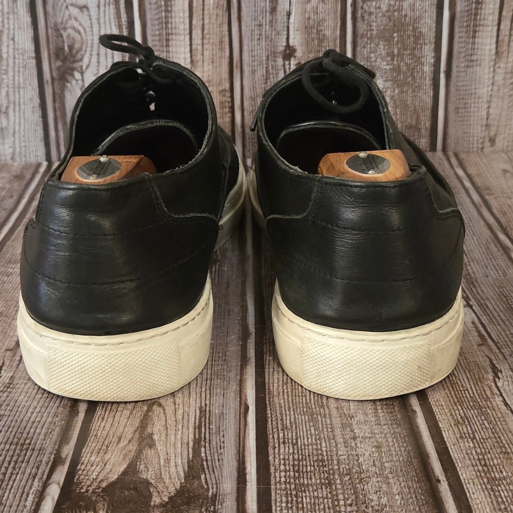 Sz 45 / 12 Mens Filling Pieces Low Top Black Leather Woven Sneakers Shoes - Picture 5 of 9